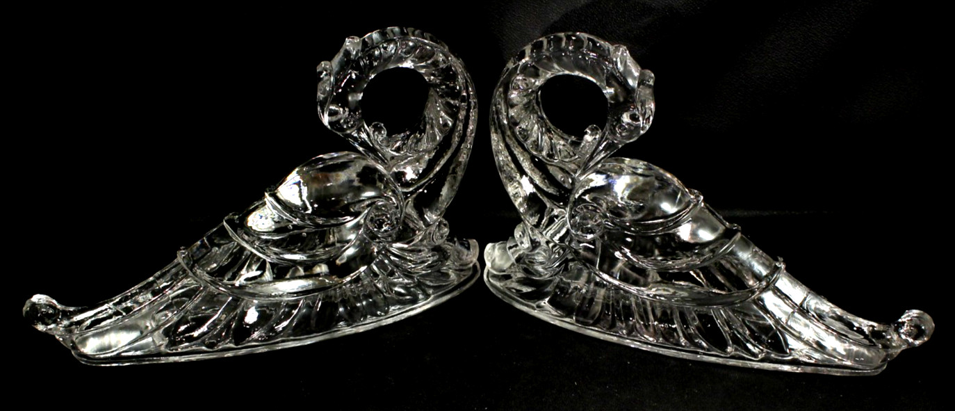 Pair Paden City DRAGON SWANS Clear Glass Good Condition RARE 10 Pair Paden City DRAGON SWANS Clear Glass Good Condition RARE 10