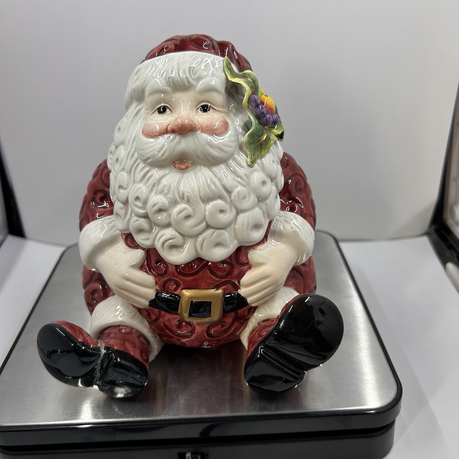 Fitz and Floyd Essentials Santa Claus 6 in Ceramic Figurine Swirl Glossy