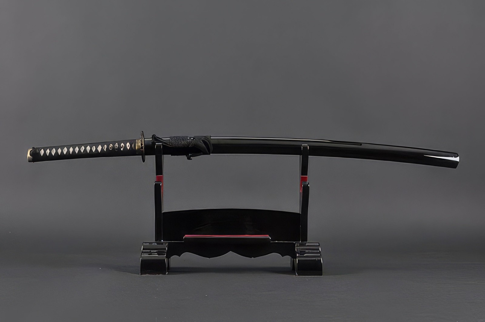 Crane Katana with 2-Tier Stand Real Sword Clay Tempered 1095 Steel Full Tang