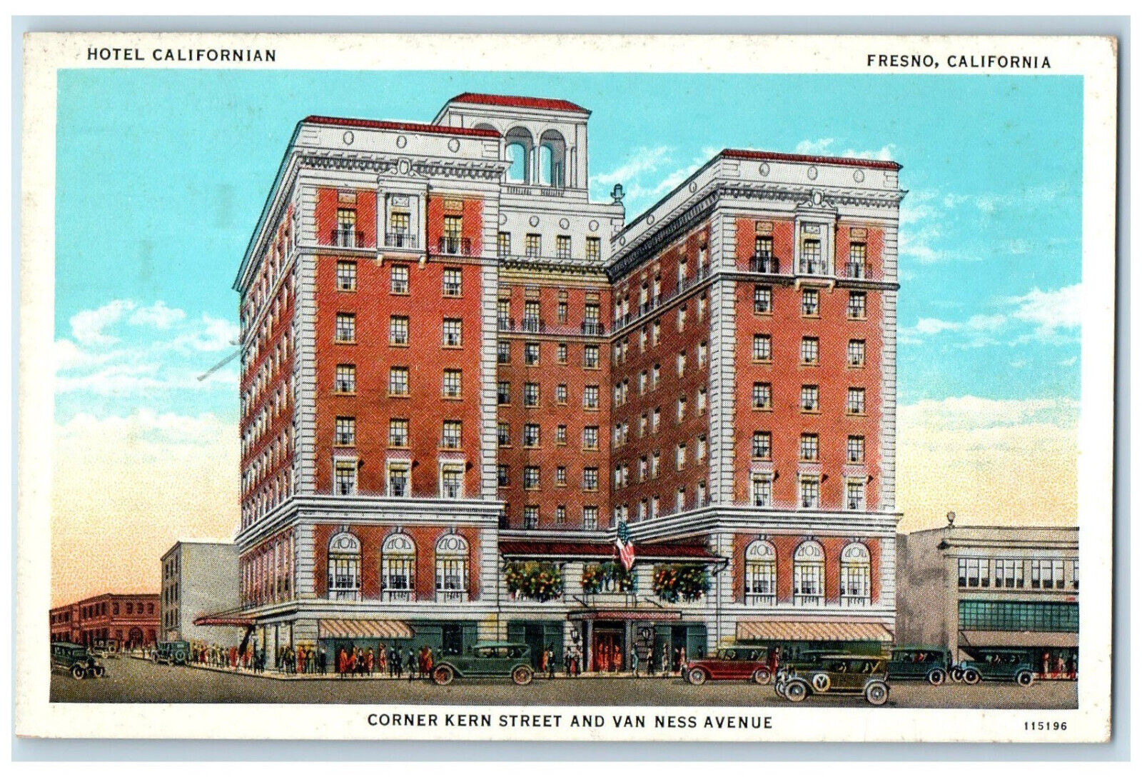 1937 Hotel Californian Corner Kern Street And Ness Avenue Fresno CA Postcard