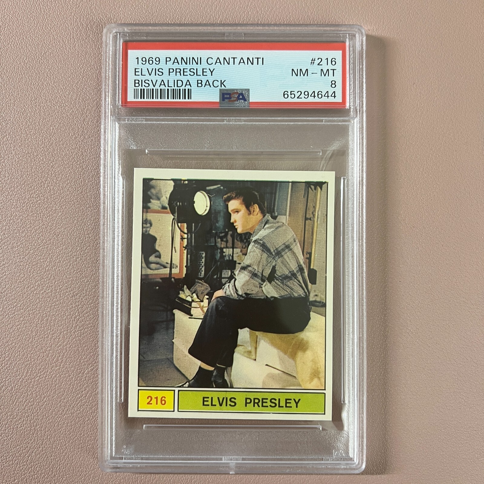 1969 Panini Cantanti Elvis Presley #216 BISVALIDA BACK - PSA 8 NM-MT very rare
