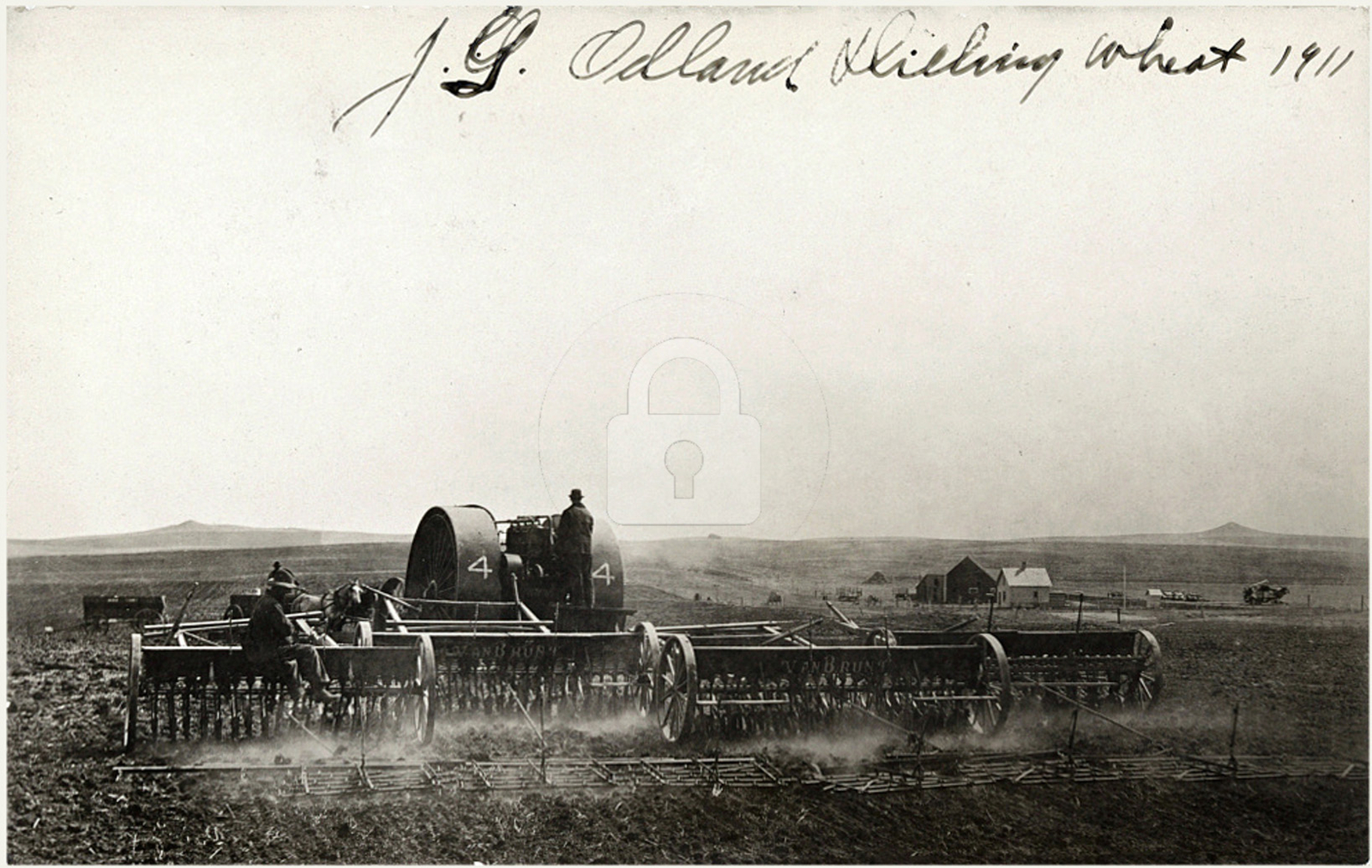 J.G. Odland drilling wheat Beach, ND North Dakota 1911 RPPC Photo Postcard COPY J.G. Odland drilling wheat Beach, ND North Dakota 1911 RPPC Photo Postcard COPY