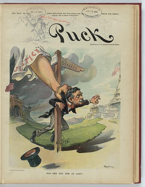 Photo:Puck Magazine Cover Matthew Quay Justice Senate Corruption 1899