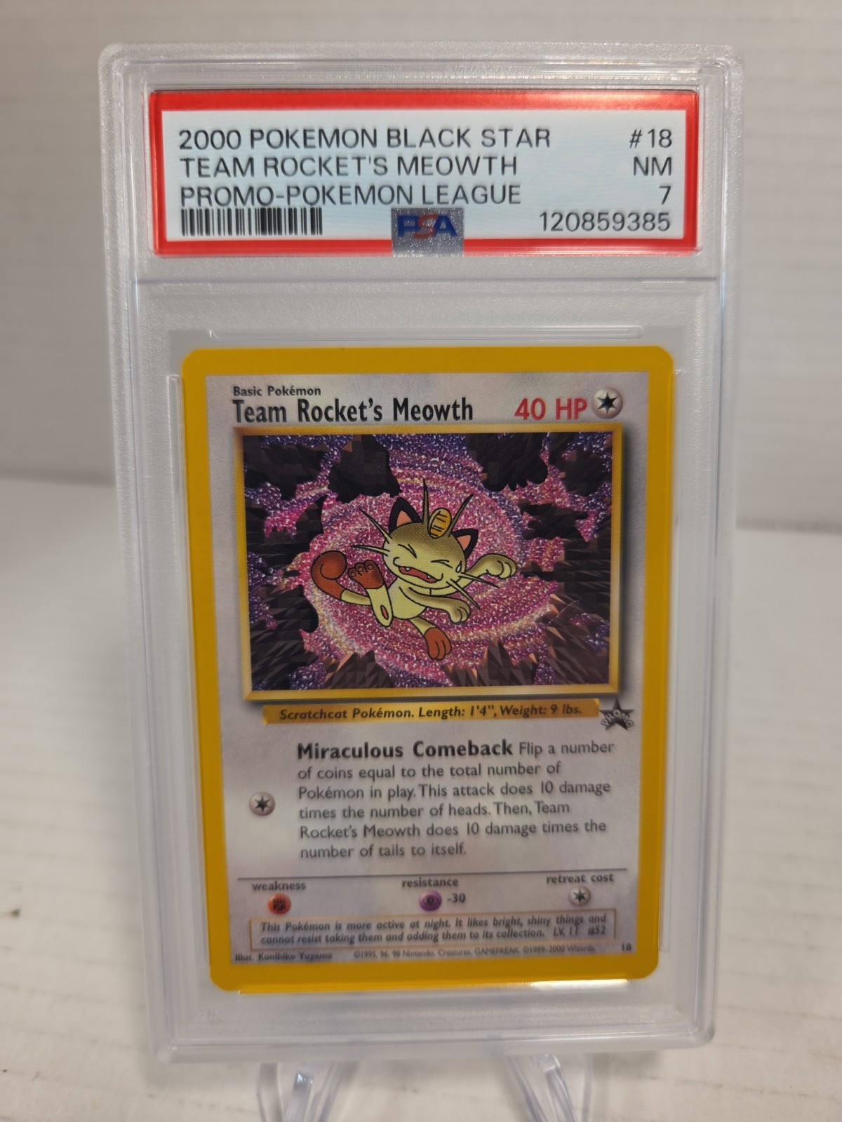 Pokémon Team Rocket's Meowth #18 PSA 7 Black Star Promo Trading Card