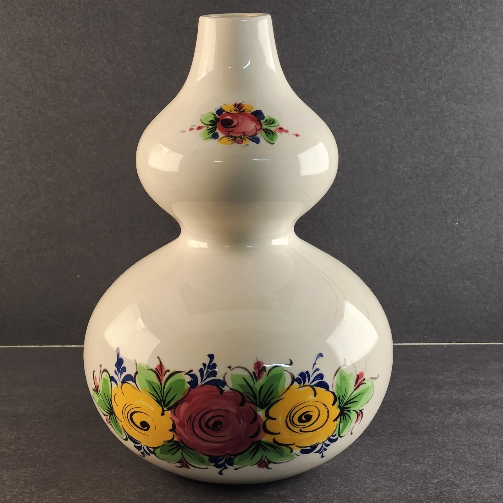 Vestal Alcobach Jug Vase Flowers Pot Belly Hand Painted Ceramic Pottery Portugal
