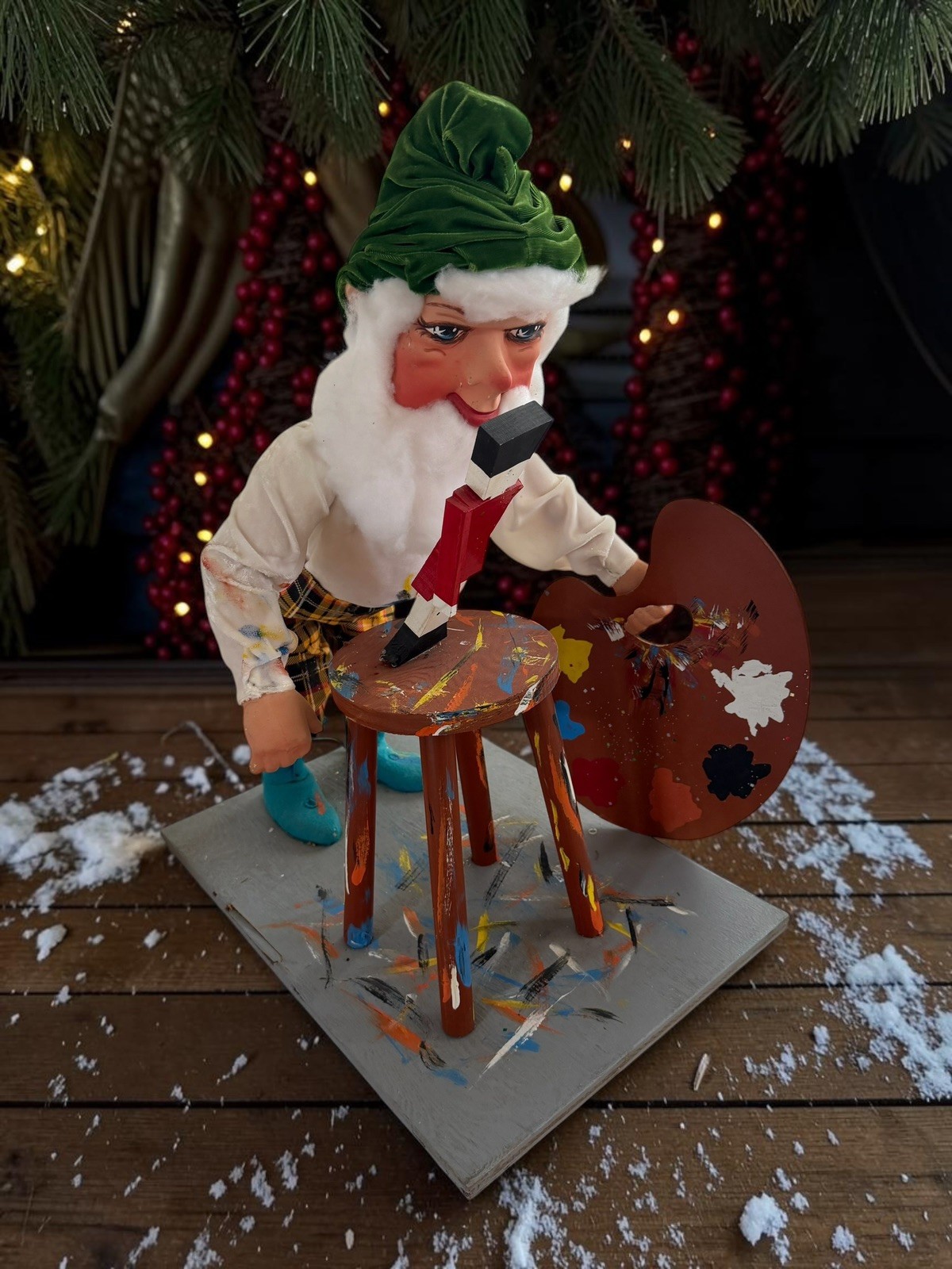Rare Vintage David Hamberger Animated Artist Elf Gnome Christmas Store Display