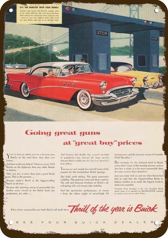 1955 BUICK Riviera Hardtop 4-Door Car Vintage-Look DECORATIVE REPLICA METAL SIGN