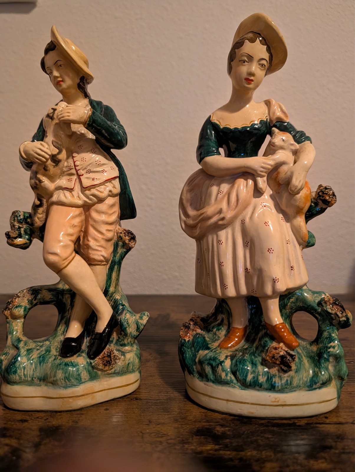 Vintage Borghese Porcelain Boy & Girl with Kittens Fugurines 7.5 Vintage Borghese Porcelain Boy & Girl with Kittens Fugurines 7.5