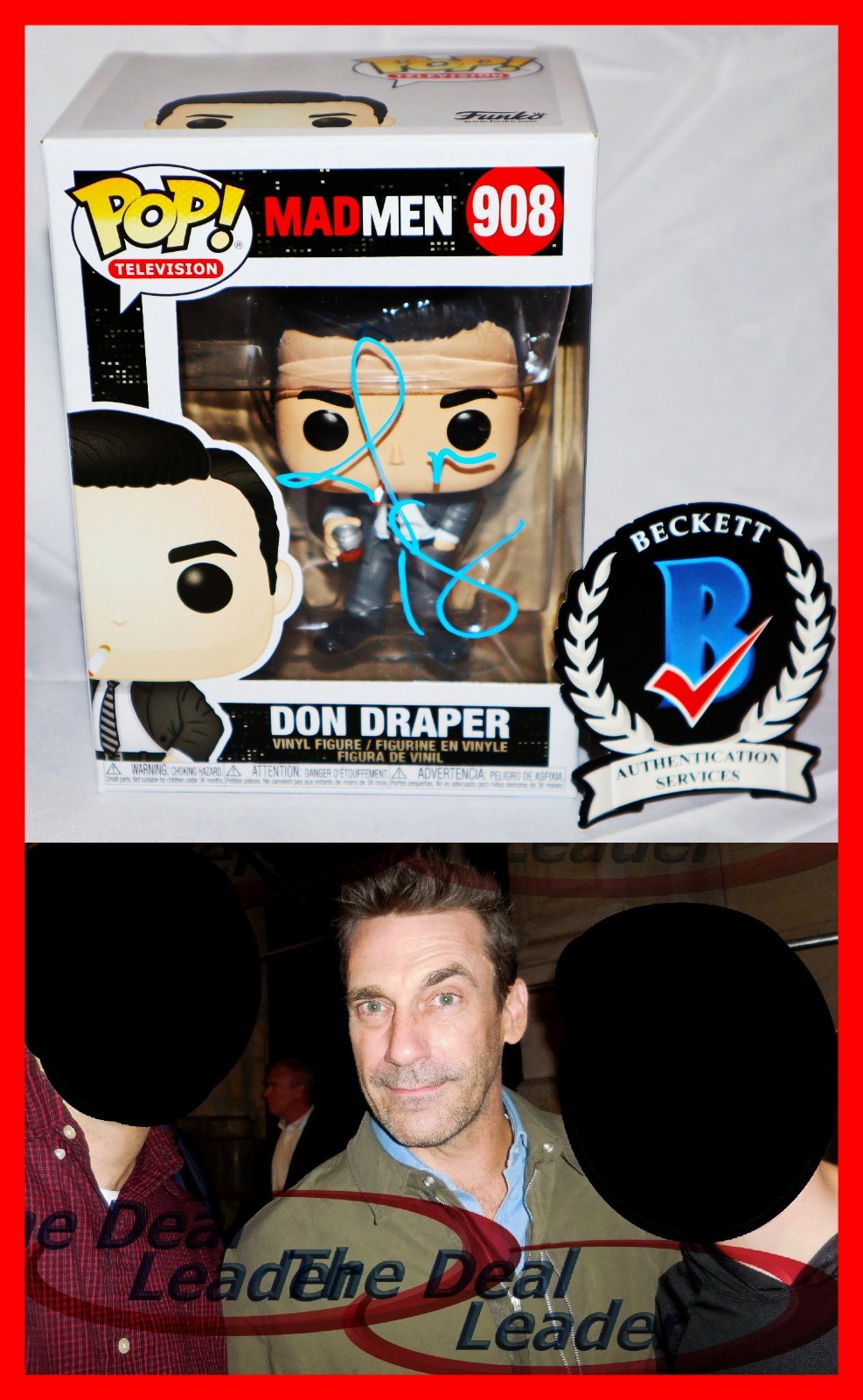 🔥 Jon Hamm Autographed Signed Don Draper MadMen Funko Pop Beckett PSA
