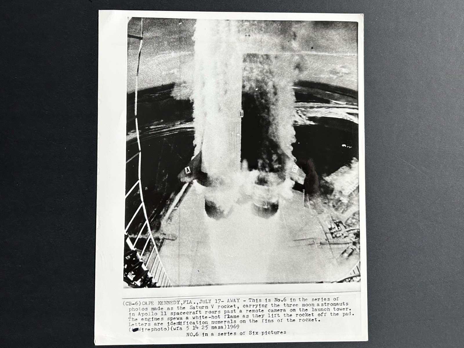 1969 NASA AP Wire Photo Apollo 11 Saturn V Rocket Launch Away Press Photo