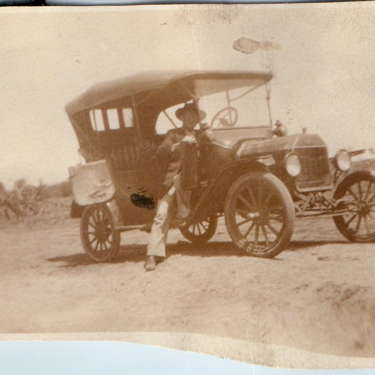 c1910s Ford Model T Automobile Mini Snap Photo Man Driver Vintage Touring Car