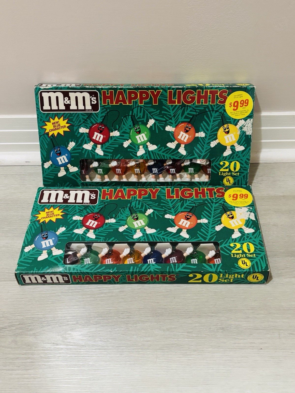 Lot Of 2 Vintage Collectible M&M Happy Light String Set-20 Light Set New Unused