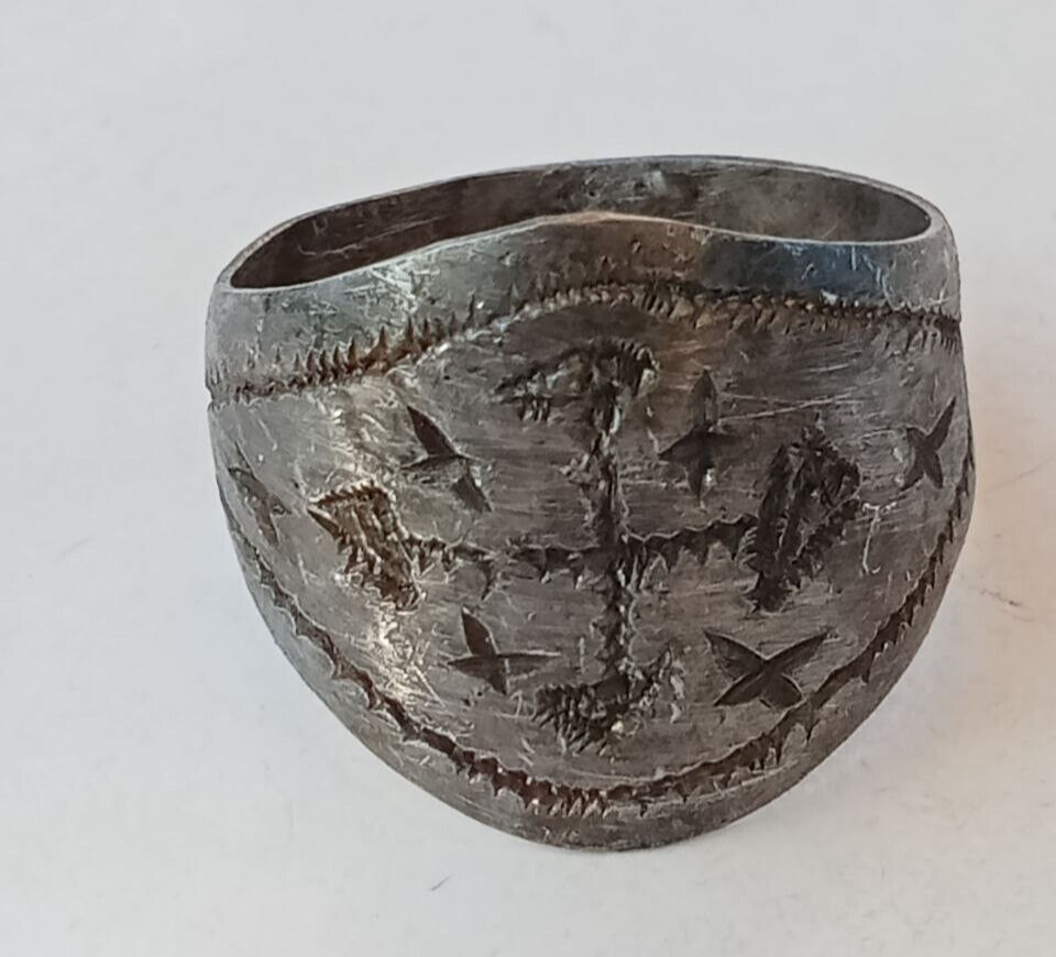 VERY STUNNING ANCIENT SILVER COLOR RARE RING VIKING ANTIQUE OLD AUTHENTIC