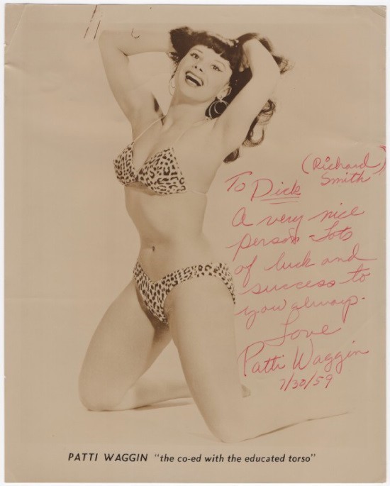 PATTI WAGGIN Burlesque Stripper Bettie Page Lookalike Signed Photo RARE Vintage