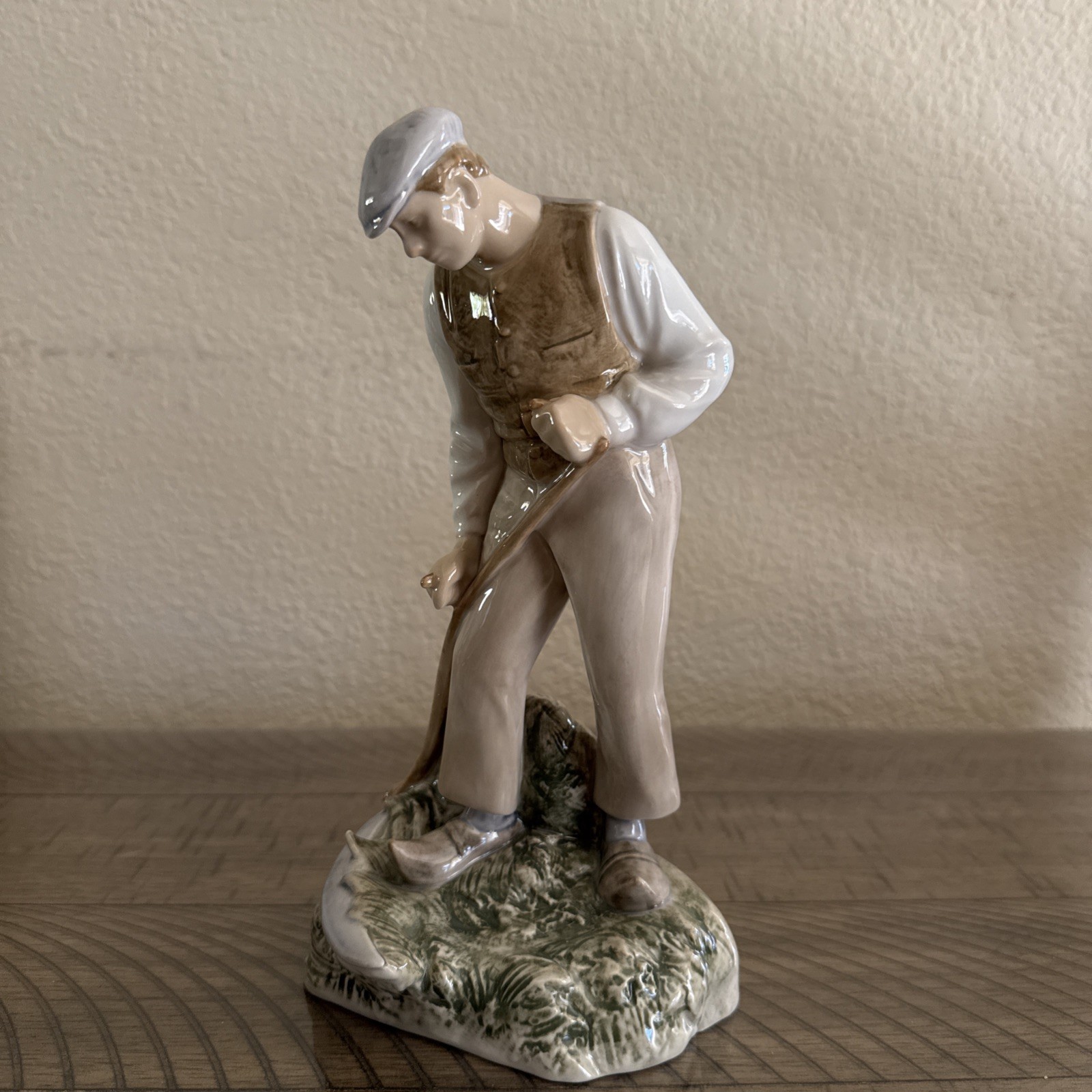 Rare Copenhagen Bing Grondahl B&G Porcelain Figurine, Farmer Sowing, 10.5\