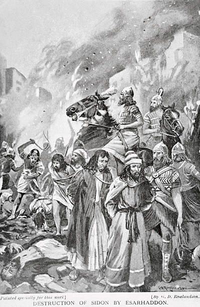 Destruction of Sidon be Esarhaddon Abdi Milkut King of Sidon wishe- Old Photo