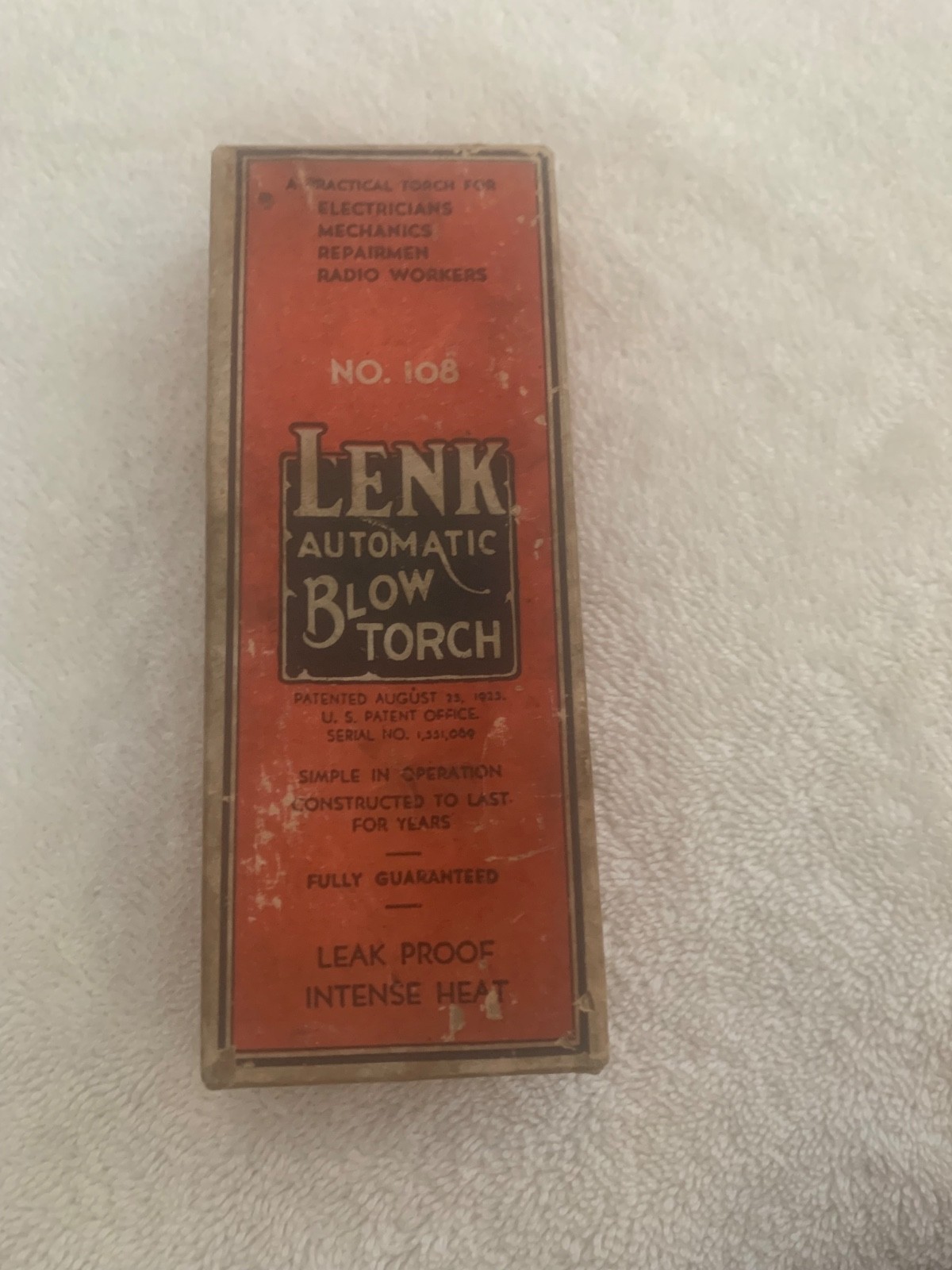 VINTAGE LENK AUTOMATIC #108 MINI BLOWTORCH BLOW TORCH BOXED UNUSED *READ*
