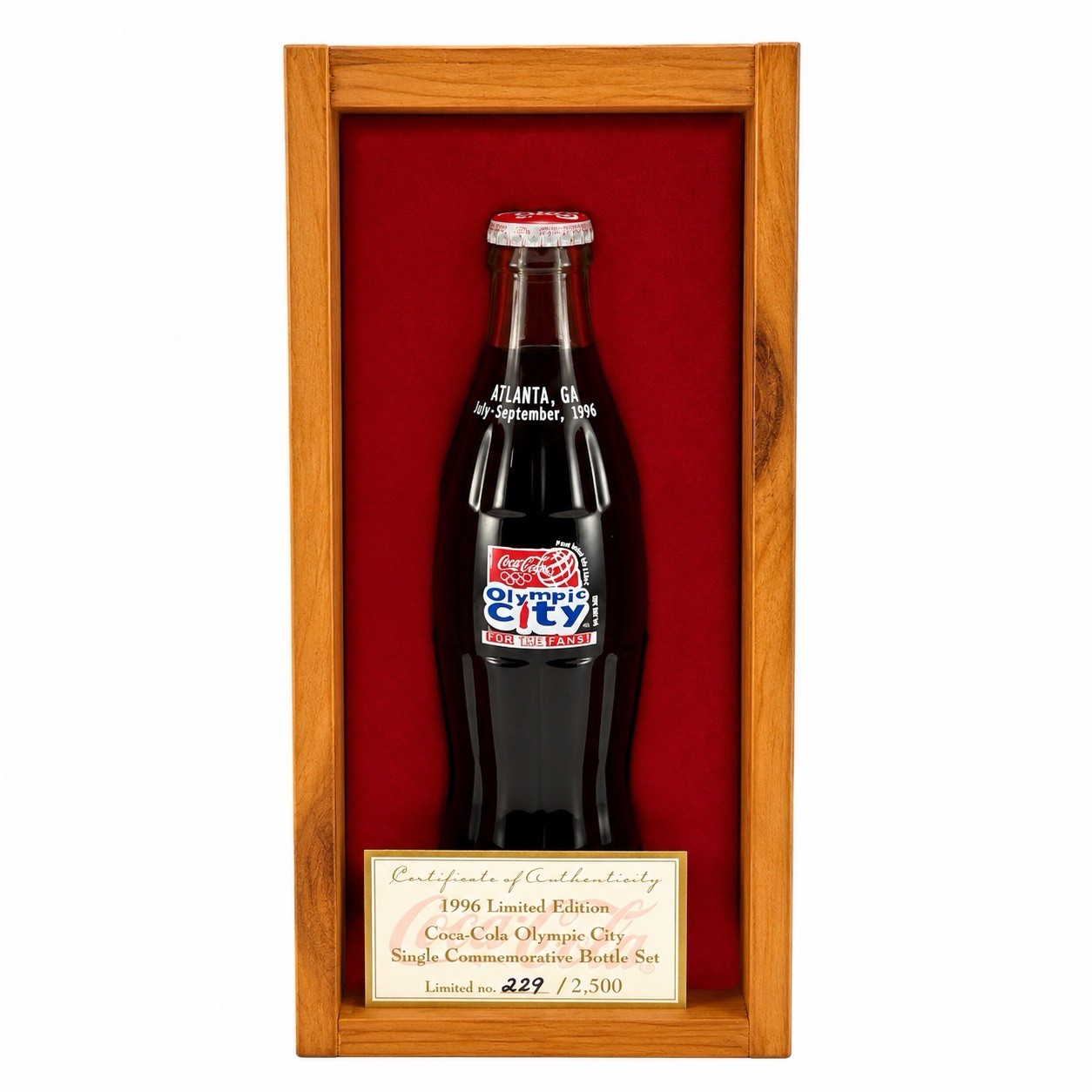 1996 Coca-Cola Olympic City Commemorative Bottle 299 Of 2,500 Limited Edition