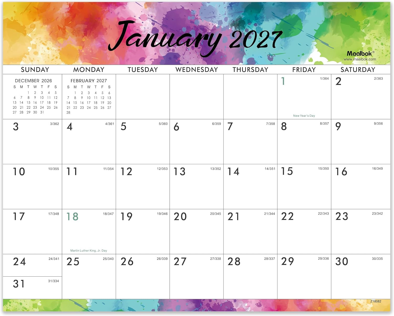 Magnetic Calendar 2027 for Fridge, 18 Months Calendar Jul.2026-Dec.2027
