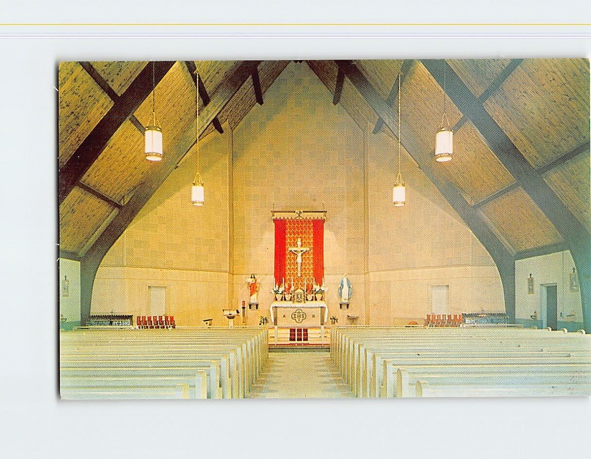 Postcard Interior St Helena Church Weirs Beach New Hampshire USA