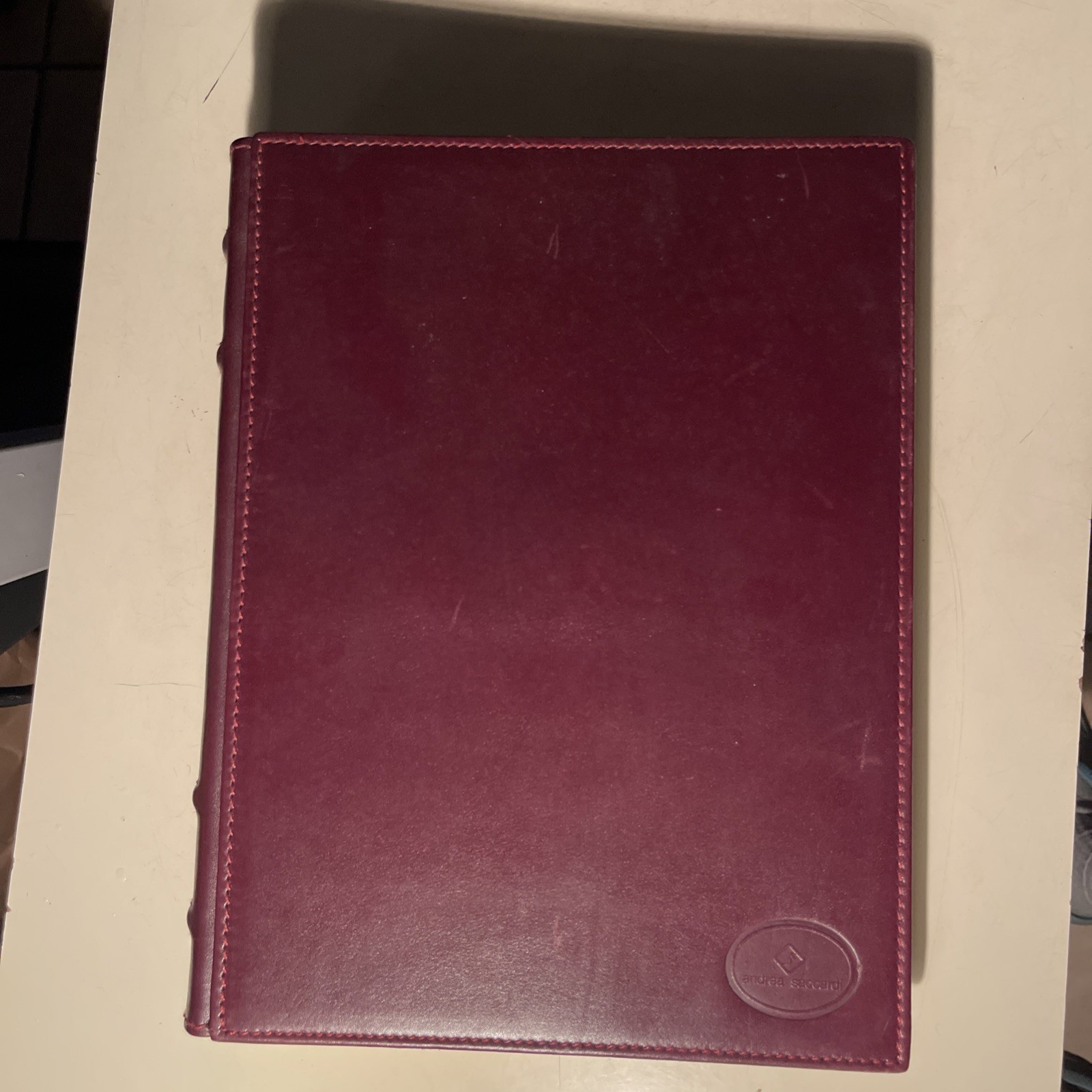 SCRAPBOOK Embossed BROWN Leather ARCHIVAL by Italian designer ANDREA SACCARDI