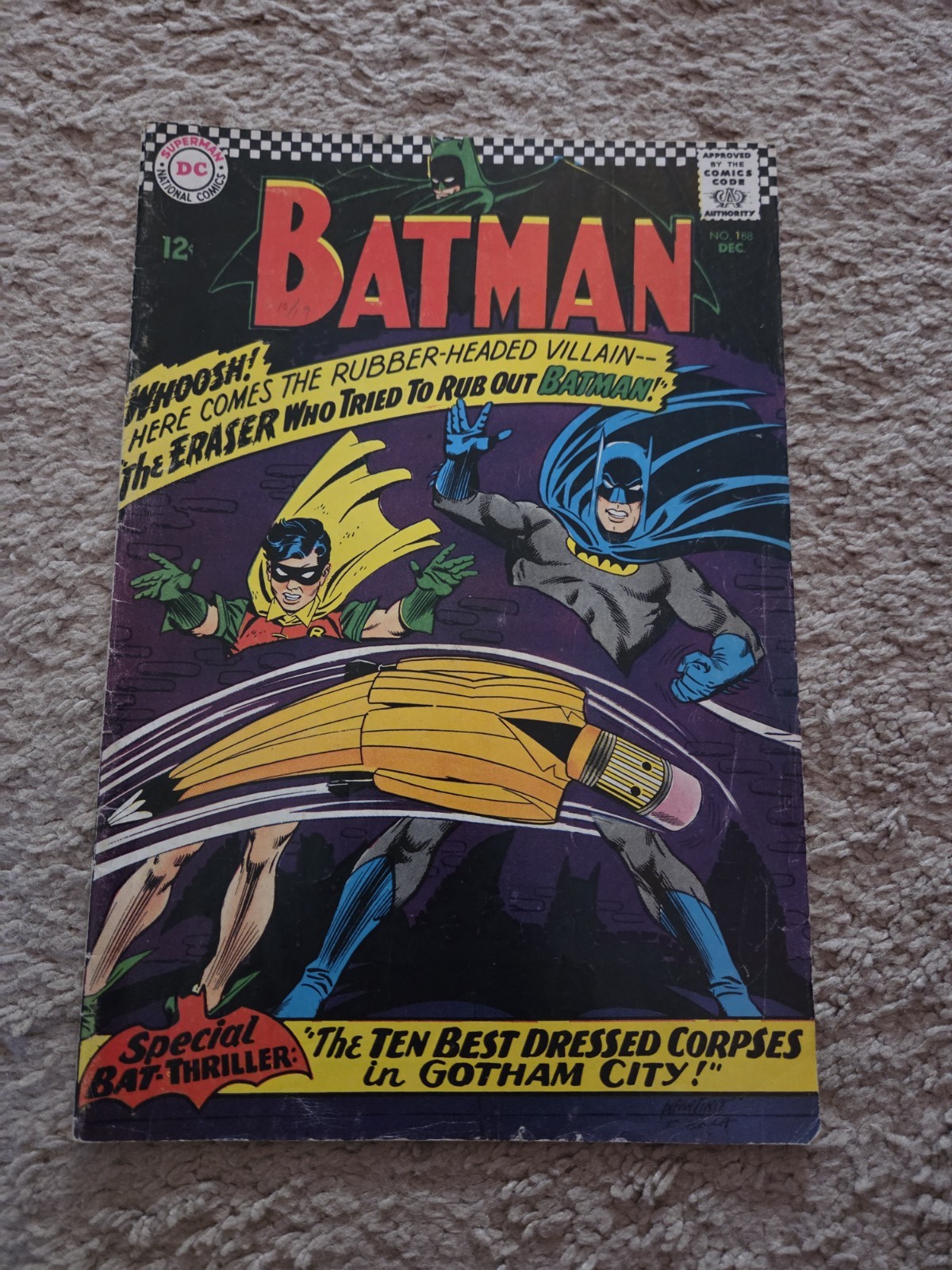 Vintage 1966 DC Comics Batman Comic Book #188