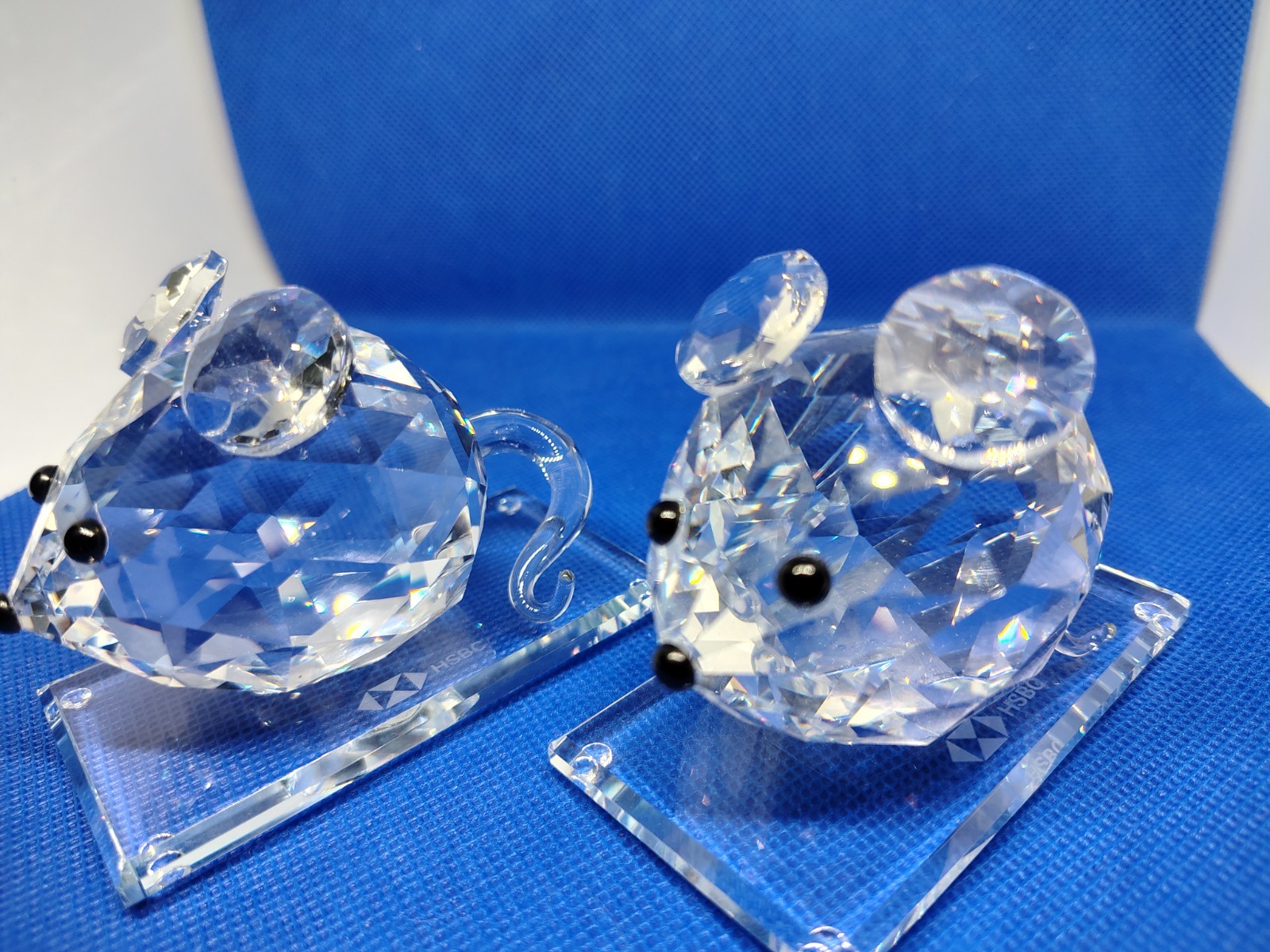 Terroy Crystal Rat Figurines Pair – HSBC Zodiac – Boxed – Pristine (0105)