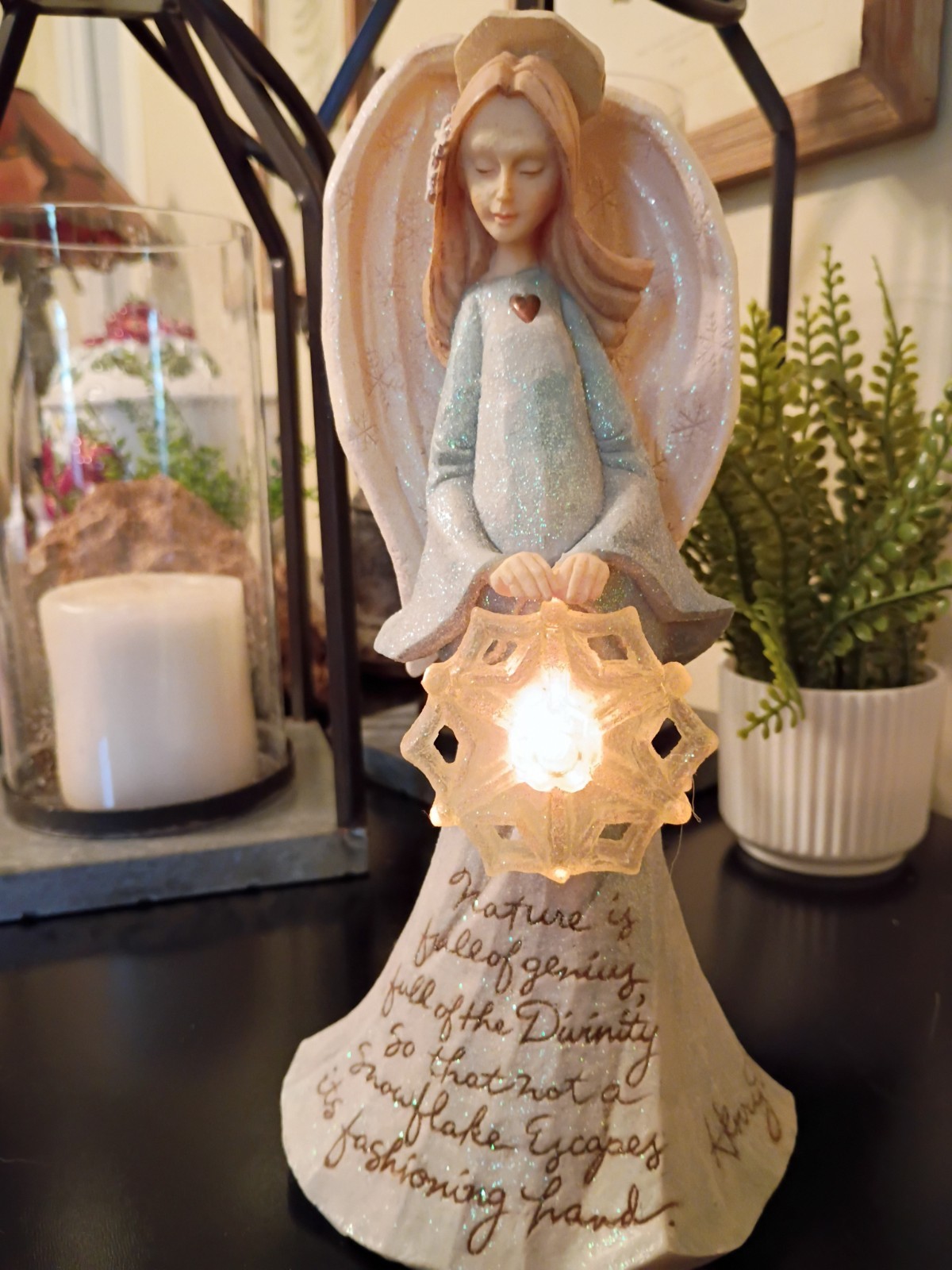 Enesco Foundations Henry David Thoreau Christmas Angel Lighted Snowflake