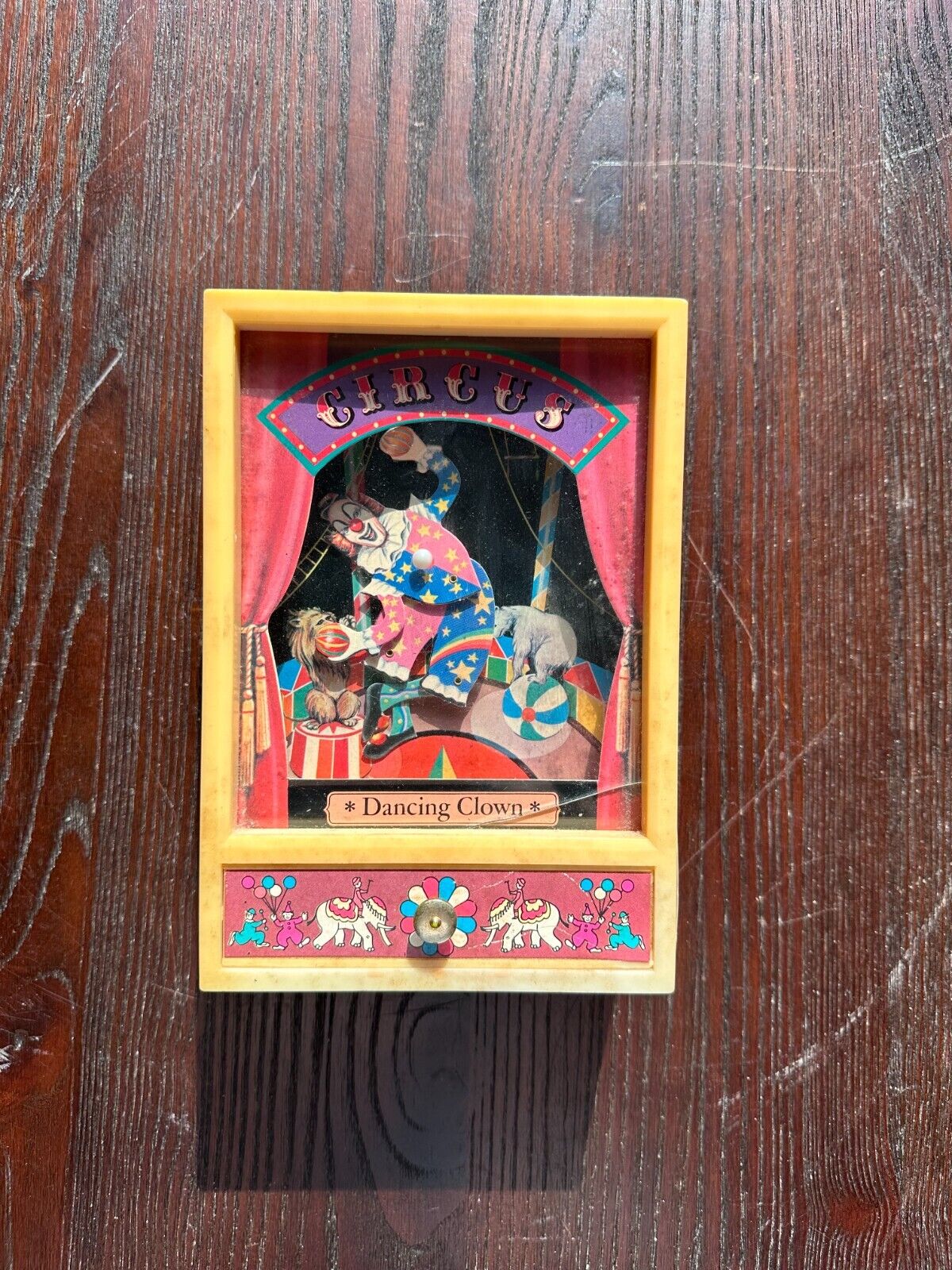 Vintage 1981 Yap\'s Circus Dancing Clown Music Box With Drawer Yellow 8\