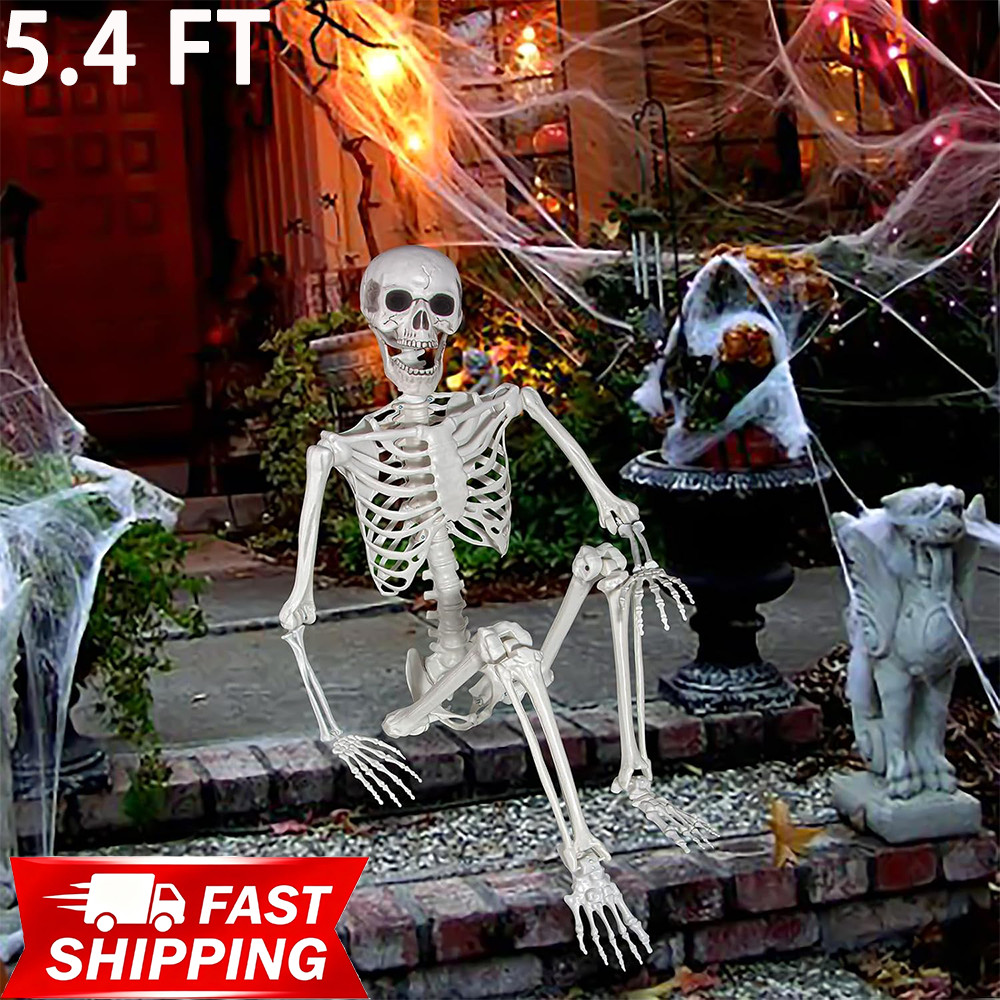 5ft Giant Halloween Human Skeleton Poseable Full Life Size Decoration Party Prop