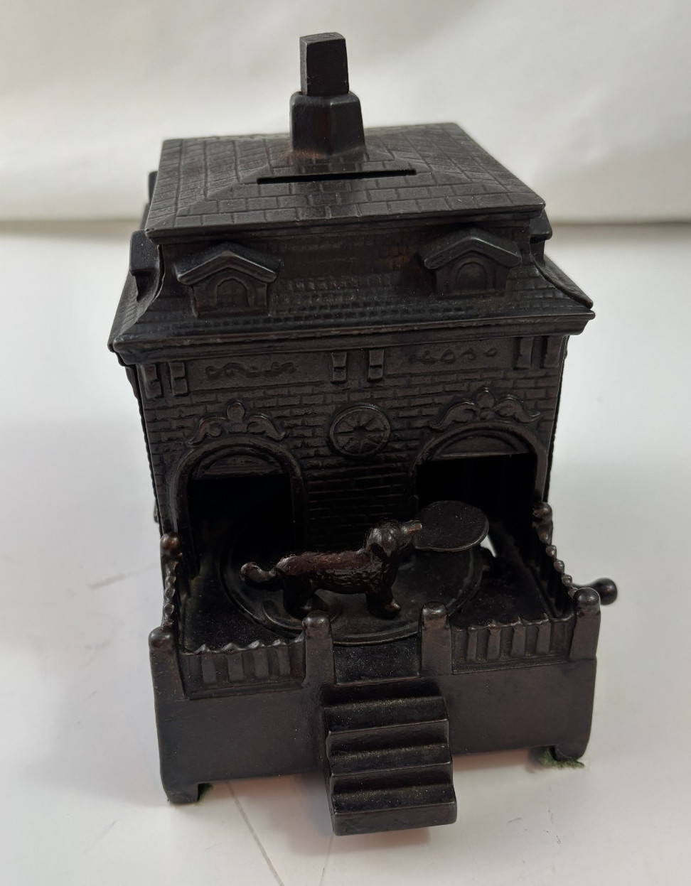 VTG ANT Cast Iron Bank H.L. Judd Mechanical Dog Turntable Works