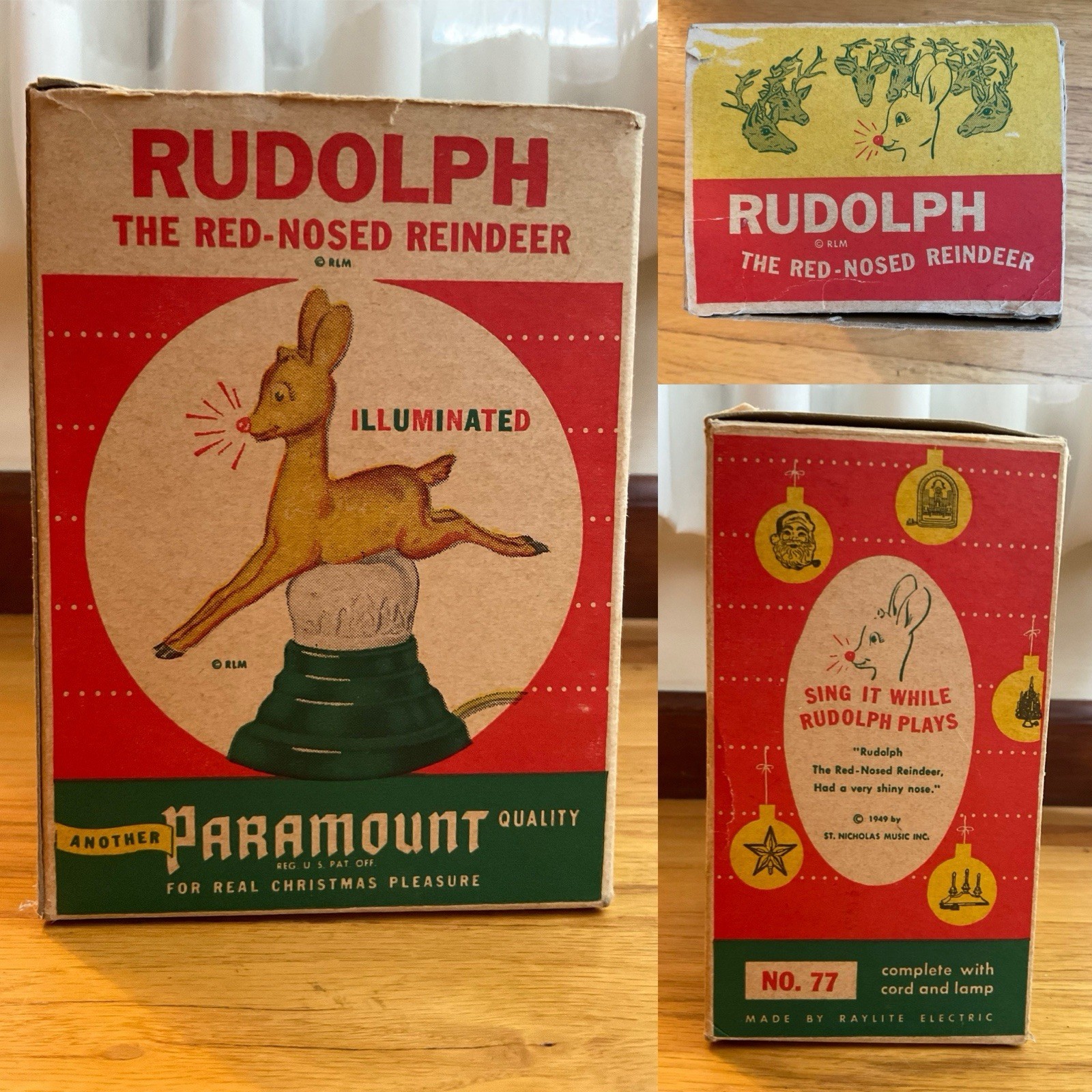 BOX ONLY: RARE 1949 PARAMOUNT Rudolph Red-Nosed Reindeer Christmas