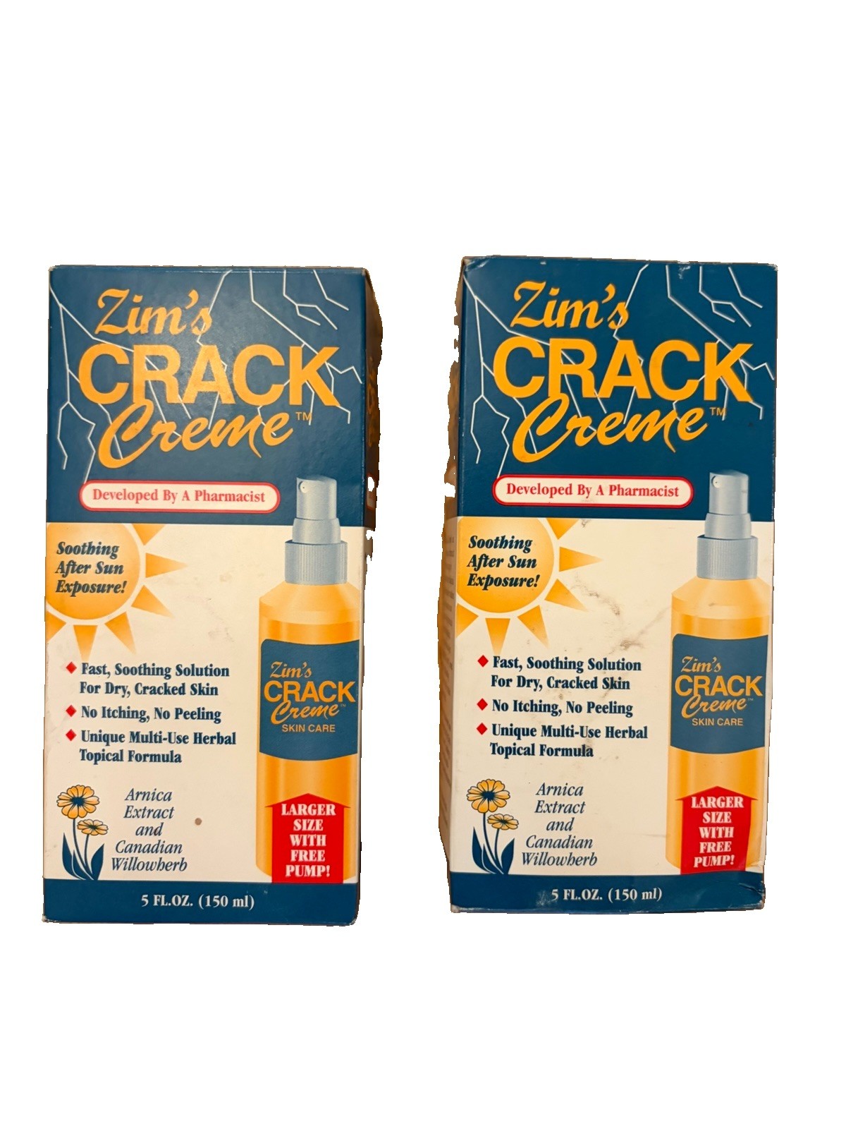 Vintage 1999 Zim’s Crack Creme Original 5 oz Lot of 2 NOS w/ Boxes & Pumps