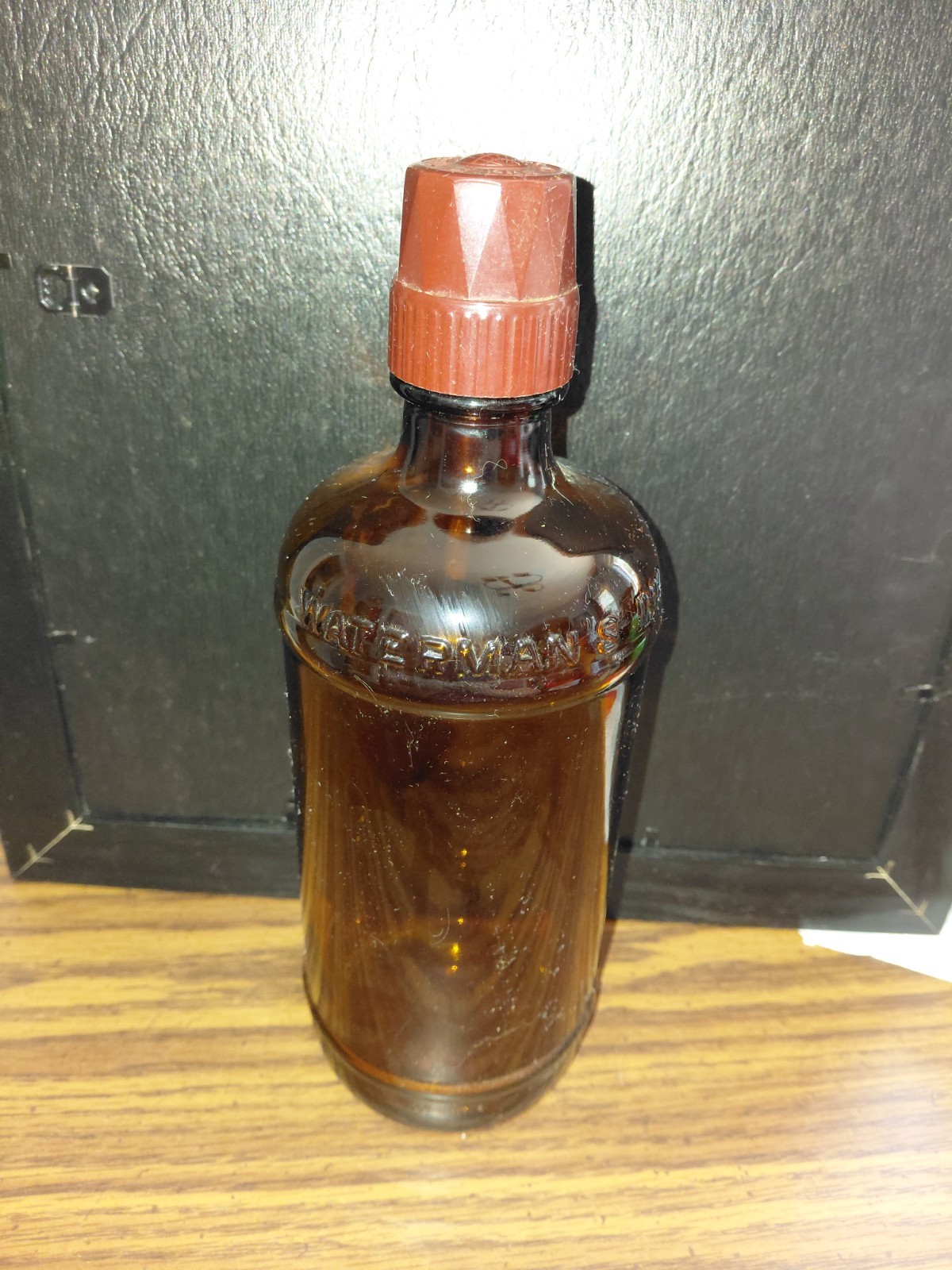 Vintage  Waterman's Ink Amber Bottle 32 Oz With Cap