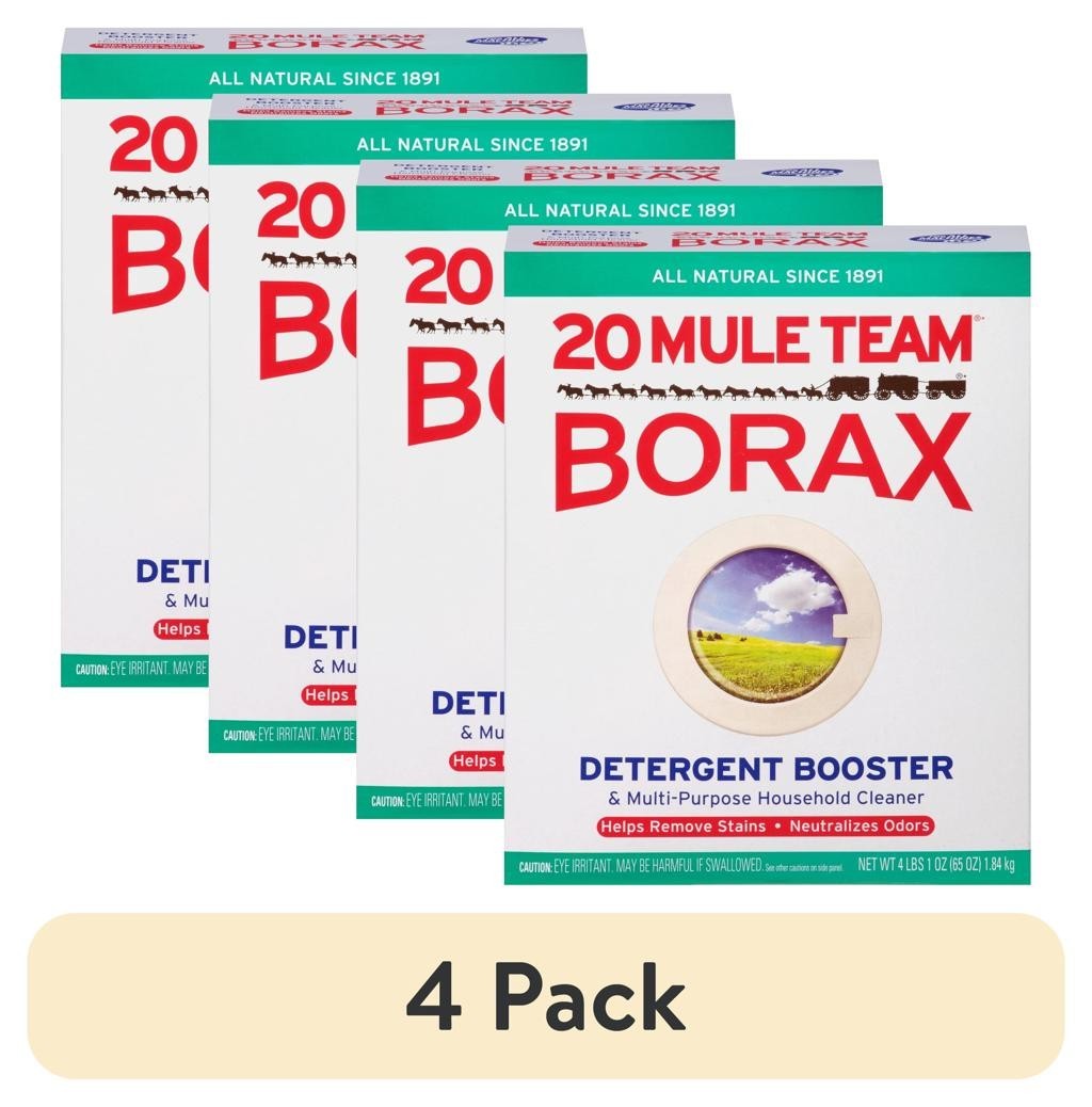All Natural Borax Detergent Booster & Multi-Purpose Household Cleaner, pack of 4