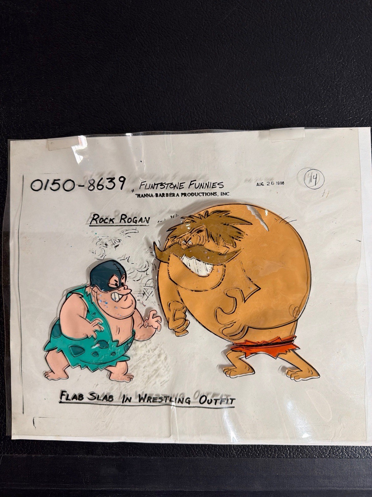 Flintstone Funnies Animation Cel Rock Rogan & Flab Slab 1986 Hanna Barbera