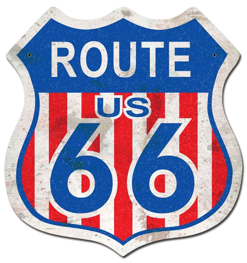 ROUTE 66 RED WHITE BLUE SHIELD 15\