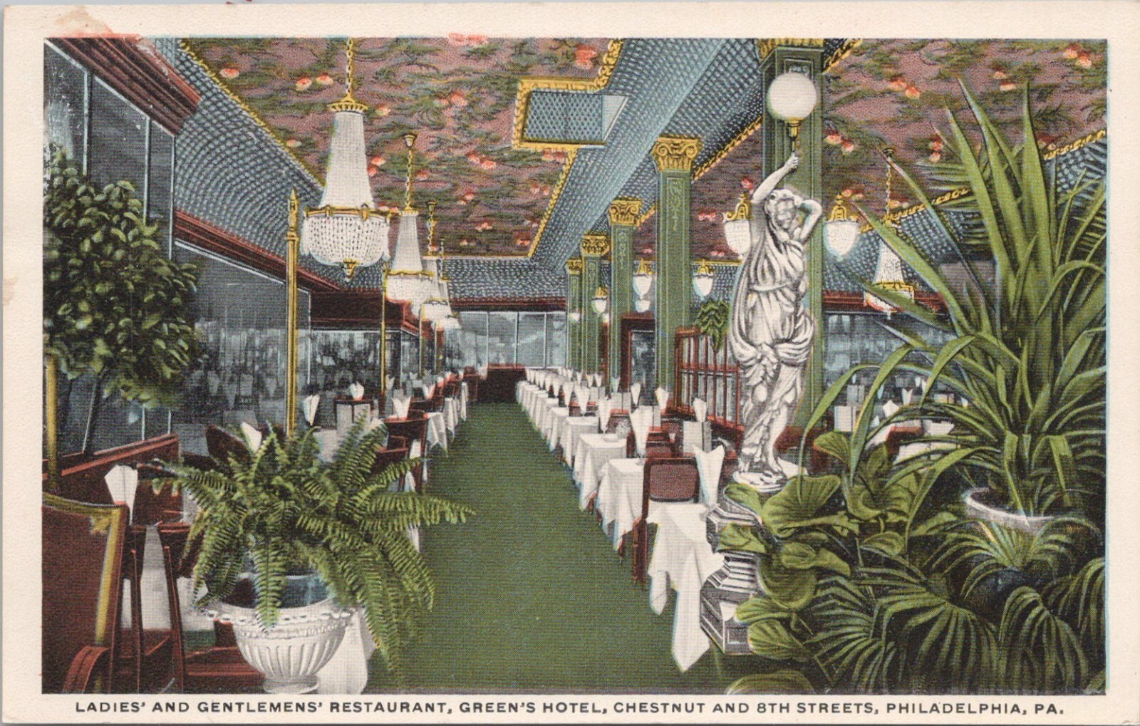 Lithograph ** Philadelphia PA Ladies & Gentlemens Restaurant early 1900s