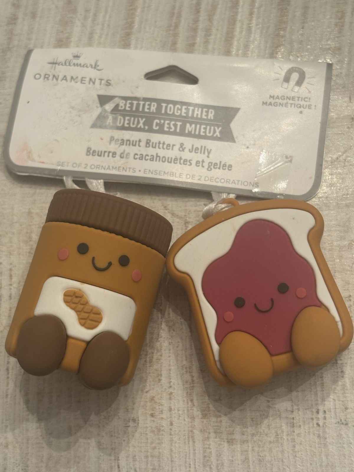 Hallmark Better Together Peanut Butter & Jelly Magnetic Rubber Ornaments New