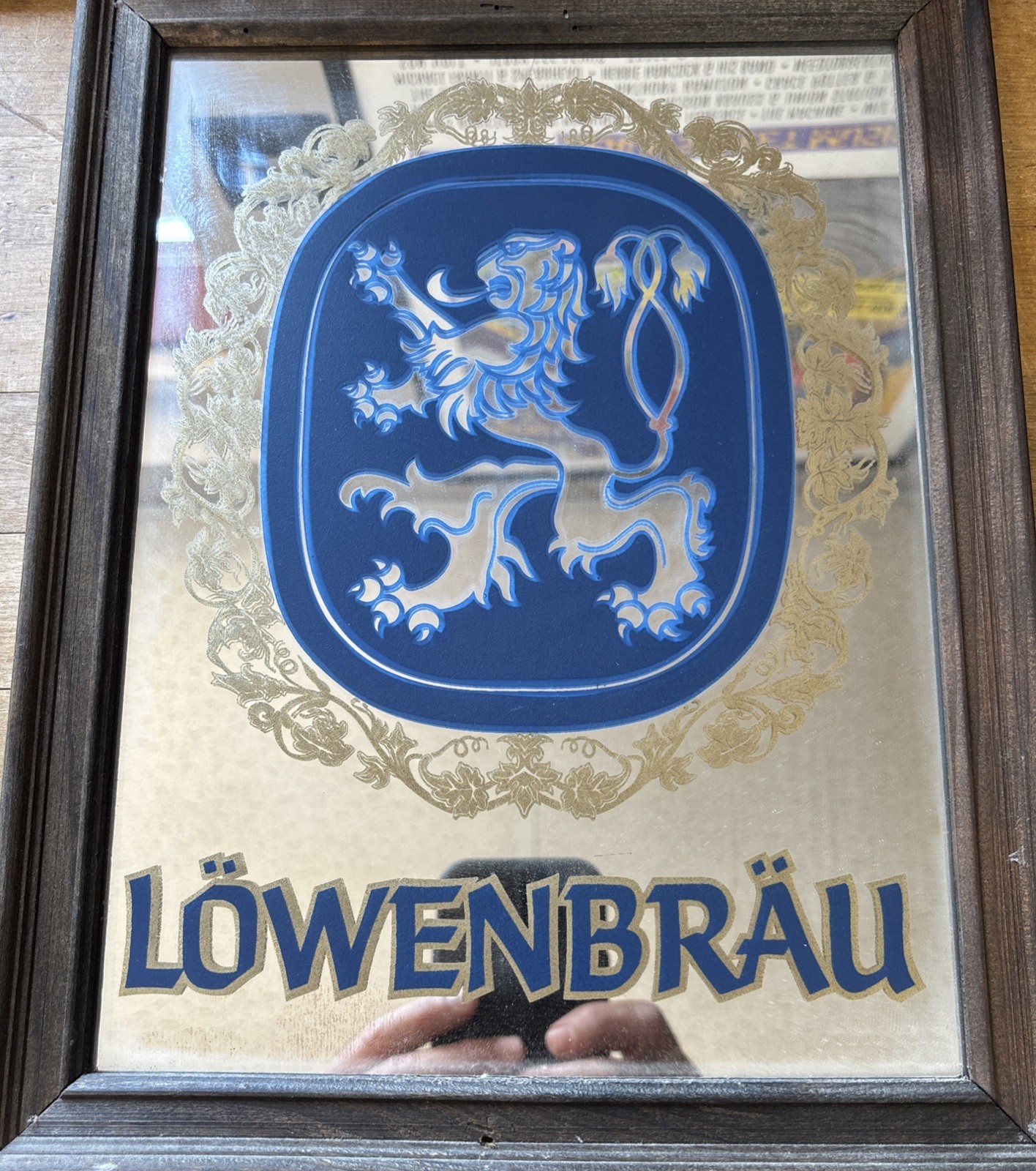 Lowenbrau Beer Sign w/ Gold Foil and Frame - Vintage Wall Piece for Bars or Room