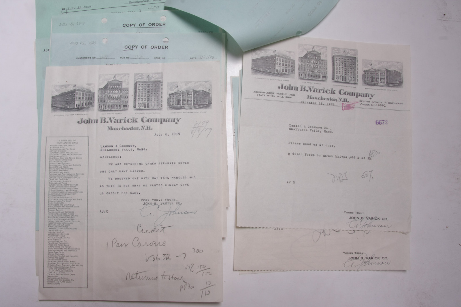 1929 Lamson Goodnow John B Varick Co Manchester NH Ephemera L720L