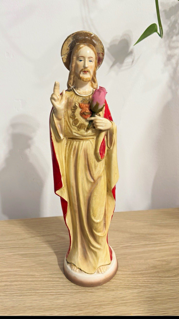Vintage Japanese Sacred Heart of Jesus Statue – 12” – Made in Japan – Religious