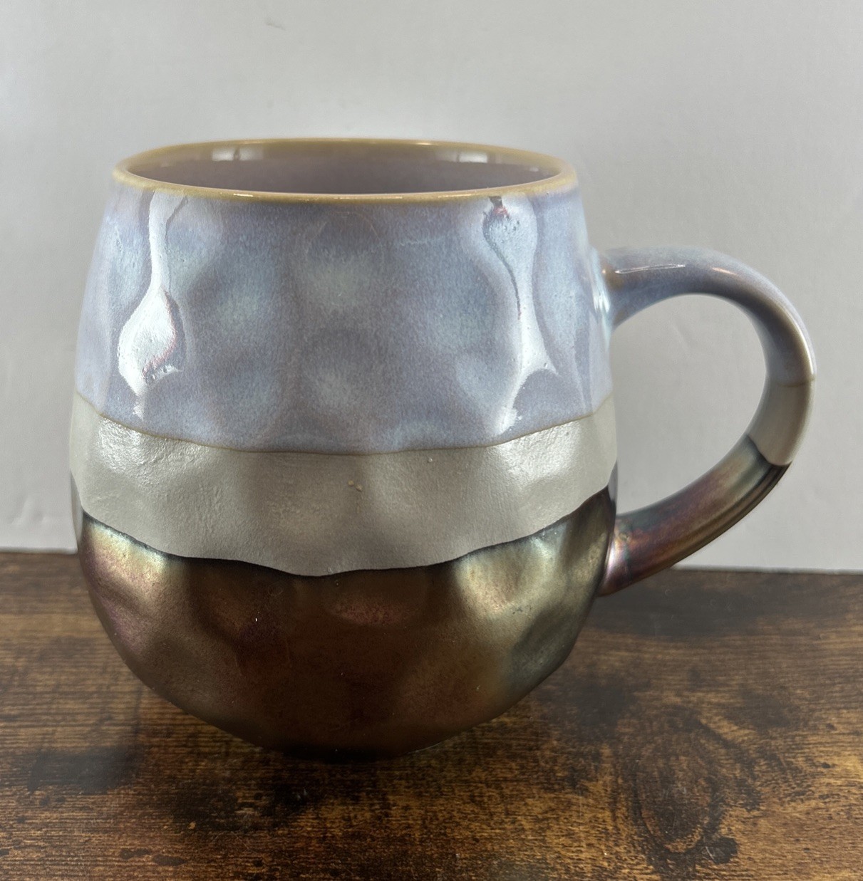 Roscher Stoneware Mug Iridescent Metallic Dip Purple/Grey/Bronze Solid Large Mug