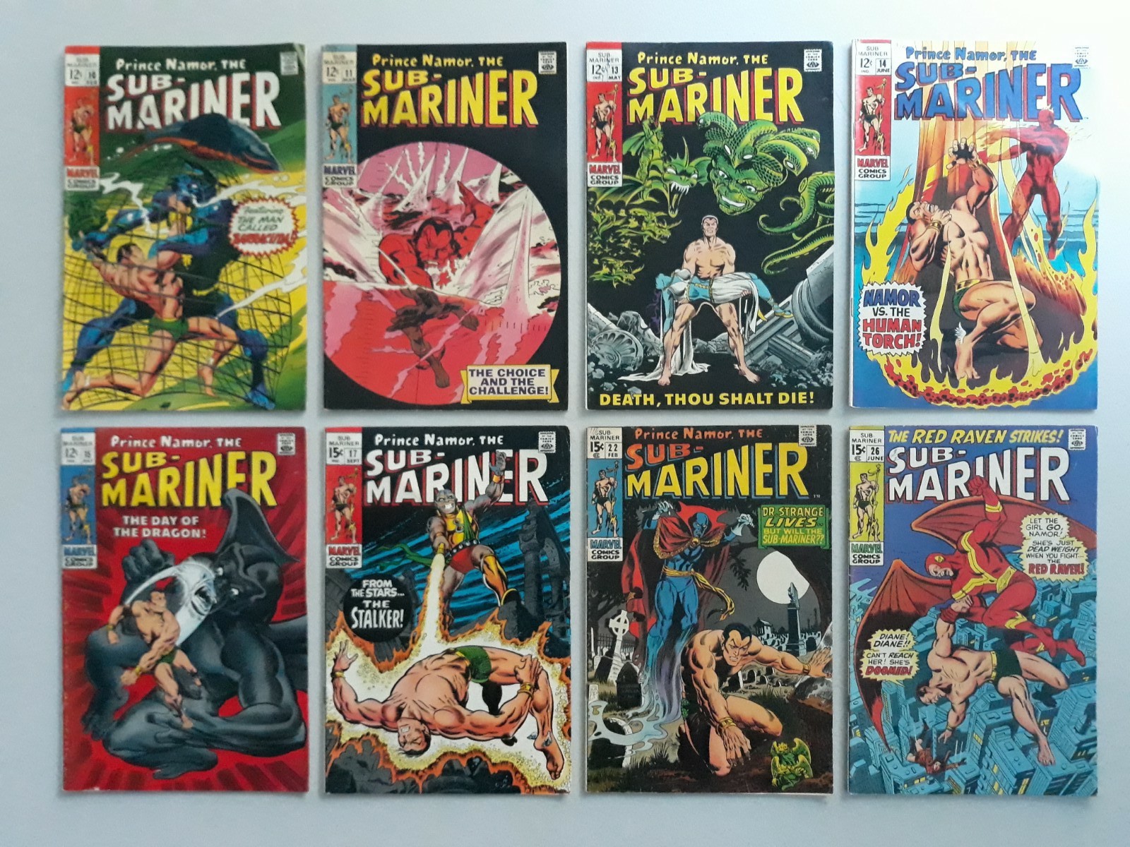 Sub Mariner 10, 11, 13, 14, 15, 17, 22, 26 Marvel Comics 1969, 1970 Submariner Sub Mariner 10, 11, 13, 14, 15, 17, 22, 26 Marvel Comics 1969, 1970 Submariner