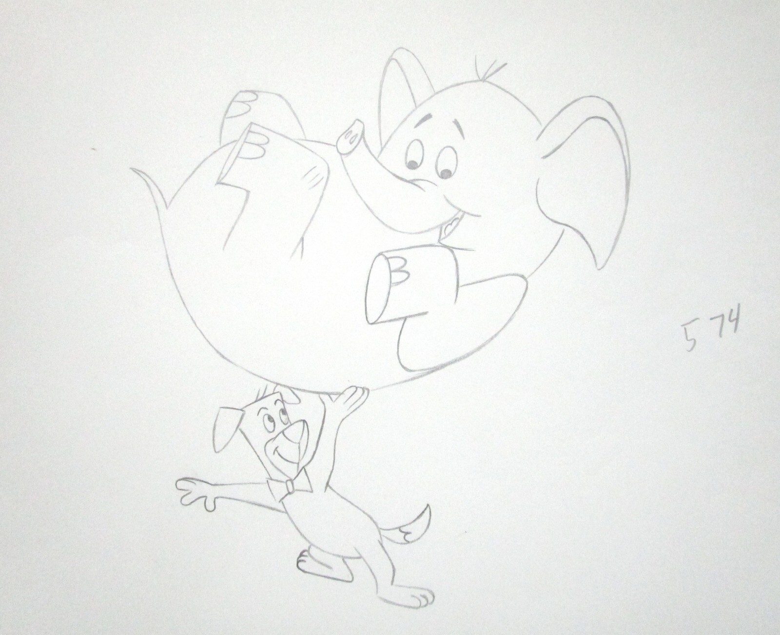 1964 HUCKLEBERRY HOUND HANNA-BARBERA ORIGINAL PRODUCTION cel DRAWING elephant