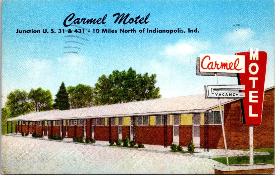 Indianapolis IN Carmel Motel 1961 Downtown Chrome Postcard Indianapolis IN Carmel Motel 1961 Downtown Chrome Postcard