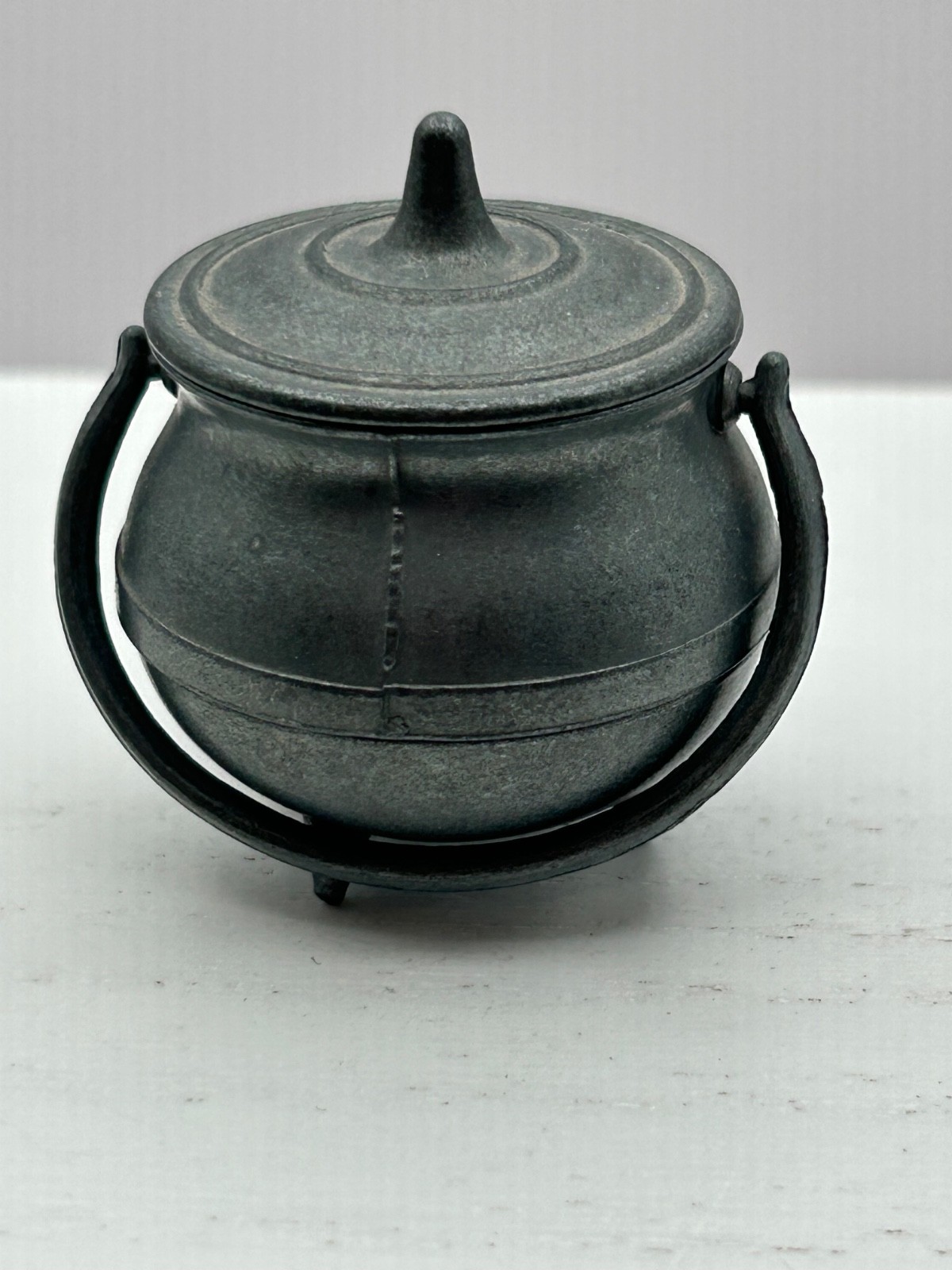 1930s Vntg English Pewter Mini Cauldron w/Lid Pearson Page Jewsbury, RD-756154