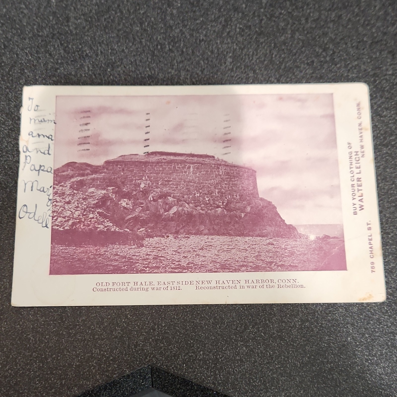 Vintage Harbor View Old Fort Hale New Haven Posted 1907. Advertising Postcard.