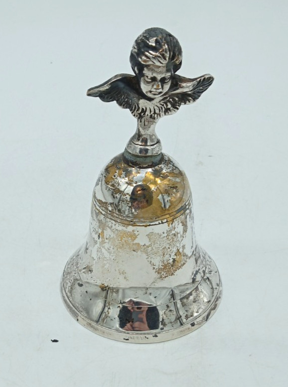 Vintage Silverplate Bell Winged Cherub Motif 5.5\ Vintage Silverplate Bell Winged Cherub Motif 5.5\