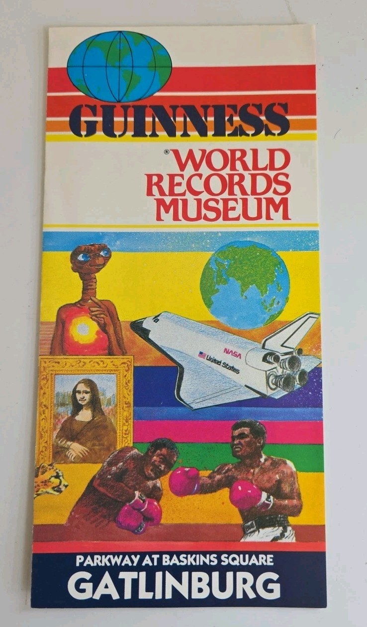 VTG GUINNESS WORLD RECORDS MUSEUM GATLINBURG TN ORIG BROCHURE E.T. NASA BOXING